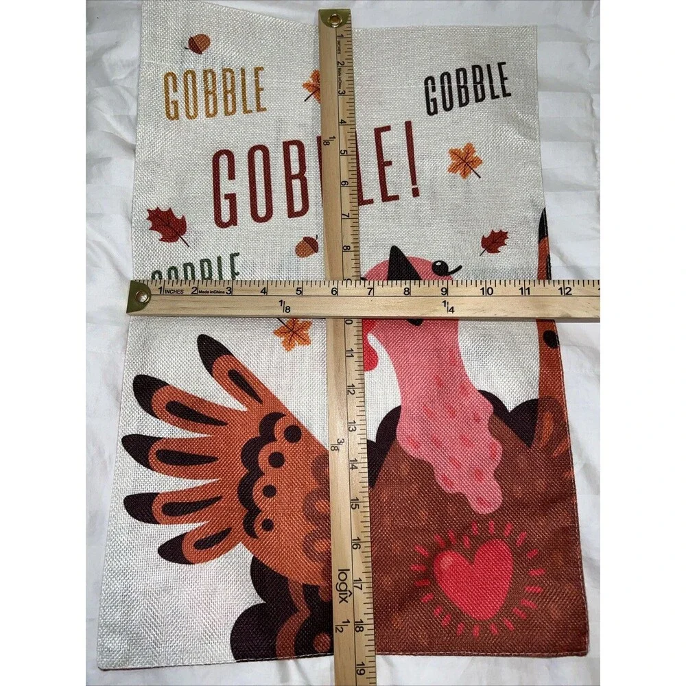 Gobble Thanksgiving Fall Garden Flag Double-Sided Decorative Yard Flag 12“×18”